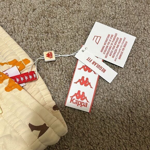 Kappa Size 6 Youth Sneek Man Multicolor Logo Joggers Sweatpants Beige Streetwear - Picture 10 of 12